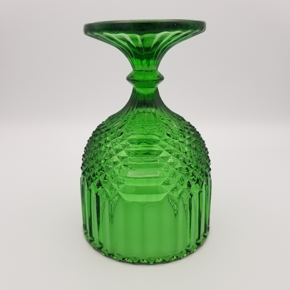 Vintage Green Carnival Glass Goblet - Picture 4 of 7
